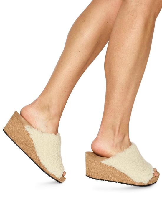 Shoes - Birkenstock Papillio Namica Teddy Wedge Sandals - Size 39/Size 8
